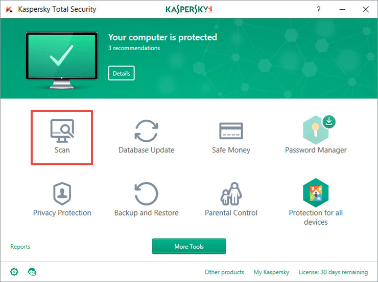 Kaspersky Antivirus Success Screen