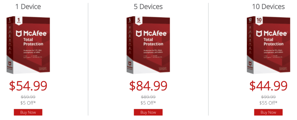 mcafee antivirus price for windows 10